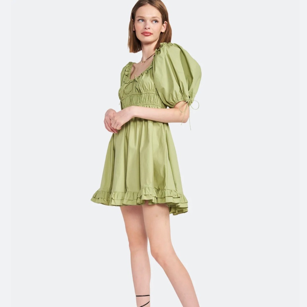 En saison Danielle Mini Dress Tiered Poplin Sage Green